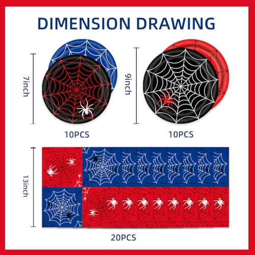 Multicolor 40pcs Spider Web Party Supplies Set - Includes Plates & Napkins