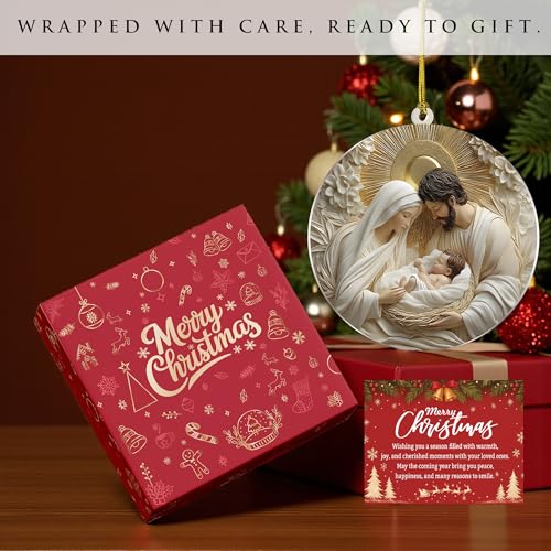 Nativity Holy Family 3D Acrylic Christmas Tree Ornament - Religious Holiday Keepsake