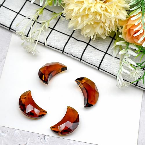 6pcs Amber Moon Charms Crystal Pendants for Windows & Home Decor - Suncatchers