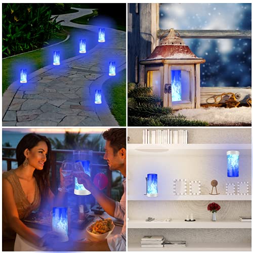 LED Flame Light USB Rechargeable Outdoor Hanging Lamp with Remote - Blue