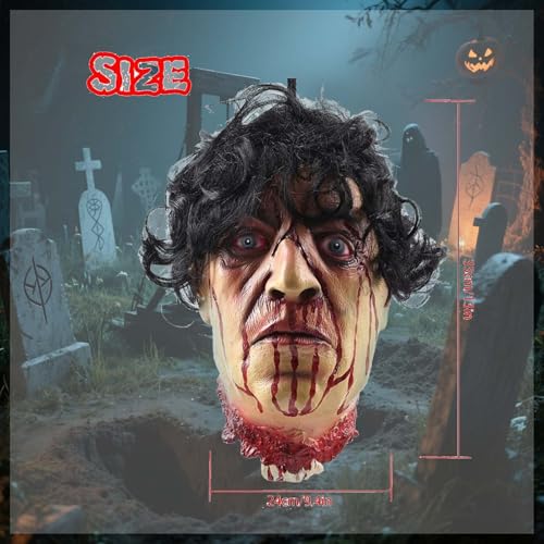 Halloween Severed Zombie Head Decorations - Bloody Latex Hanging Prop - Variation A