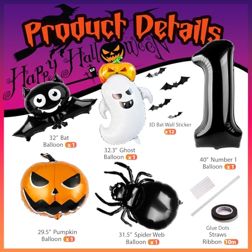 First Halloween Balloon Set for Kids First Birthday Party Decorations - Black & Orange