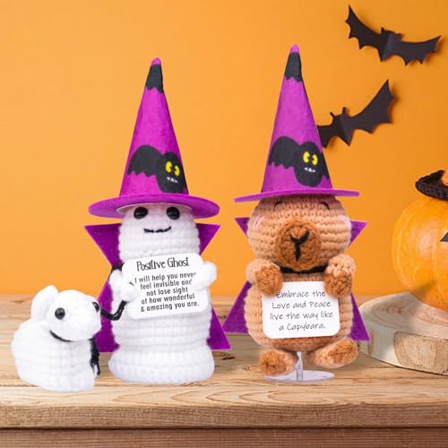 Halloween Support Cucumber Witch Hat and Cloak Doll with Knitted Potato Toy - Brown