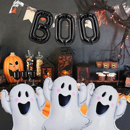 Halloween Foil and Ghost Balloon Set - 6 Pieces for Party Decorations