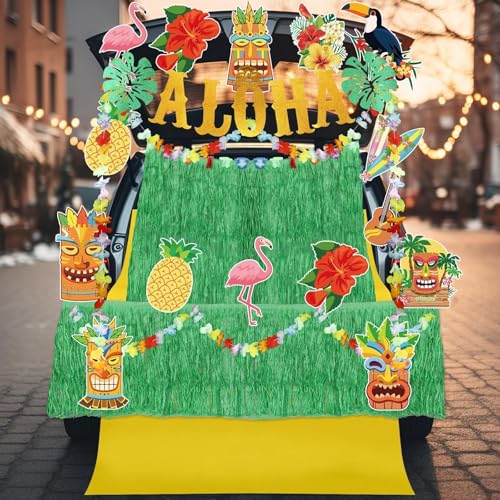 Halloween Car Trunk Decoration Kit with Hawaii Tiki Theme for SUVs & Cars