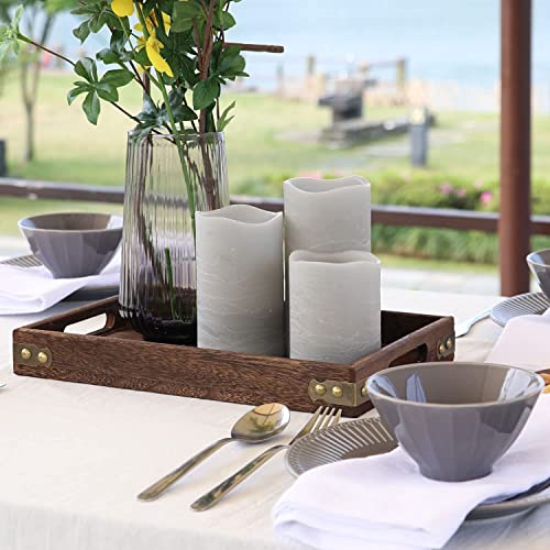 Gray Flameless LED Candles with Timer Set of 3 - Warm White Real Wax Finish