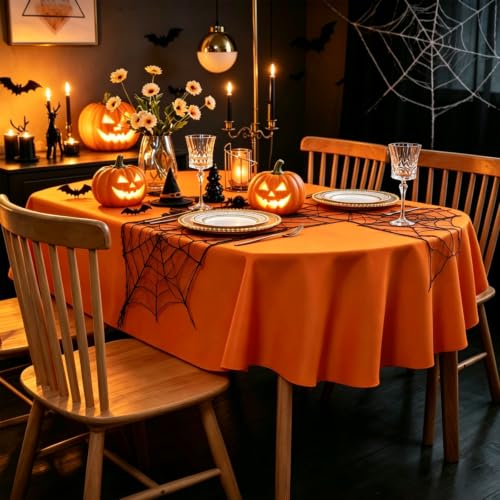 Oval Tablecloth 60 x 120 Inch Polyester Fabric in Orange - Variation of THIS listing