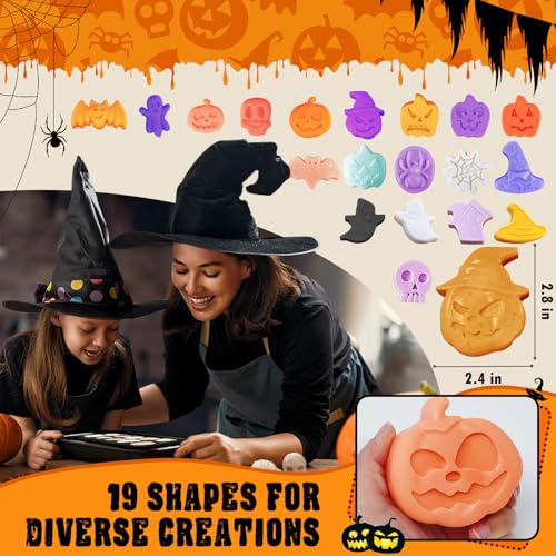 Halloween Silicone Mold Set 4pcs - 19 Spooky Shapes for Baking & Crafts