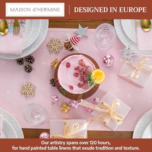 Pink Christmas Market Table Runner - 100% Cotton, 14.5 x 72 Inches, Double Layer