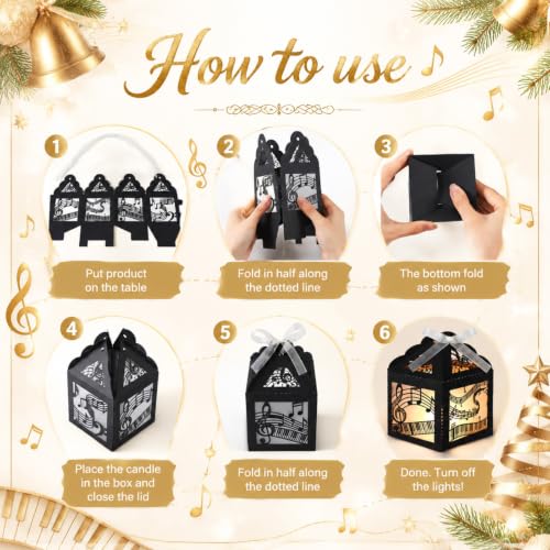 Black Musical Note Centerpieces - 15 Pcs Music Lanterns for Party & Wedding Decor