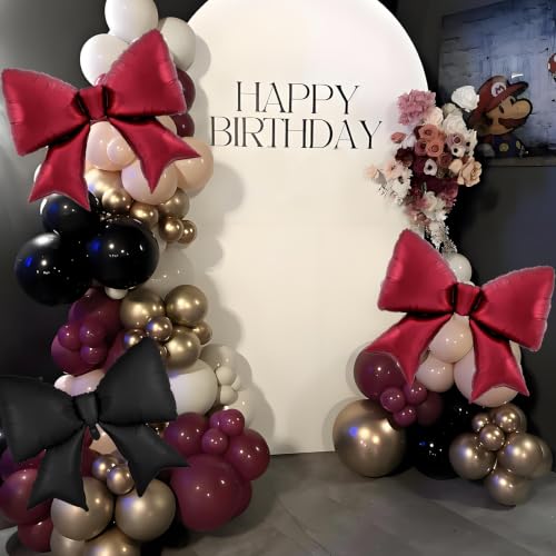 Burgundy & Black Bow Balloons - Halloween Vampire Party Decorations