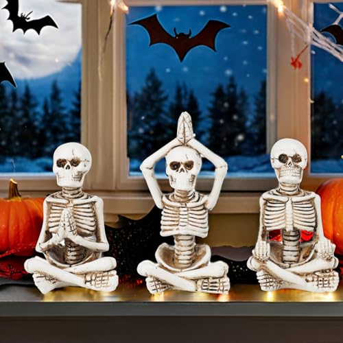 Yoga Skeleton Figurines Set - Halloween Skeleton Decor for Spooky & Funny Meditation