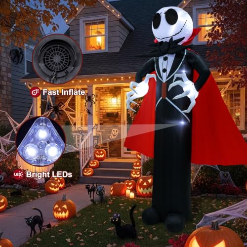 12FT Halloween Skeleton Inflatable with LED Lights - Spooky Outdoor Decor
