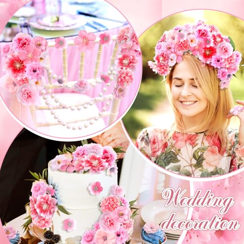 Mini Artificial Flower Heads Set - Pink Cozy Style, 120 Pcs for Crafts & Decor