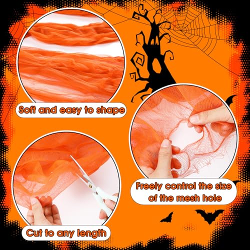 Halloween Orange Cheesecloth Fabric Roll - 29.92 x 590.55 Inch for DIY Decorations