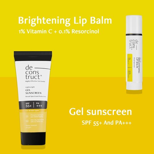 Deconstruct Glow Guard Duo - Brightening Lip Balm (4g) + Gel Sunscreen (50g) | SPF 50+ for All Skin Types
