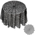 Spiderweb Lace Halloween Tablecloth - 51 Inch Round Black Indoor Decor