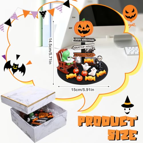 Mini Halloween Frog Desk Decor Set - Funny Resin Office & Home Figurines