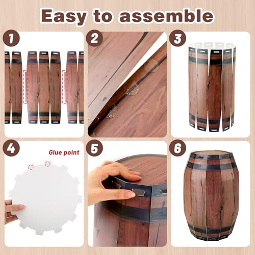Western Cowboy & Pirate Barrel Party Decorations - 4 Pcs, 15.7x9.8in
