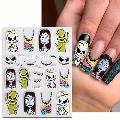Halloween Nail Art Stickers Decals N3 Pink Skull Spider Web 6 Sheets