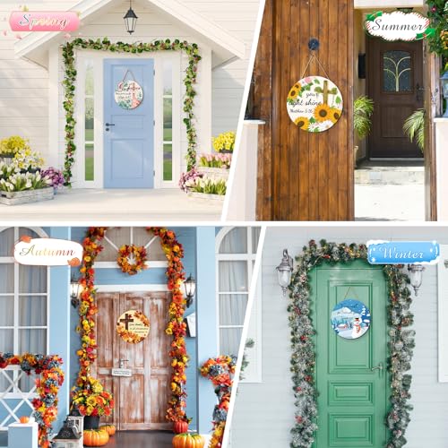 12-Pack Christian Seasonal Wooden Sign Set for Holidays & Home Decor