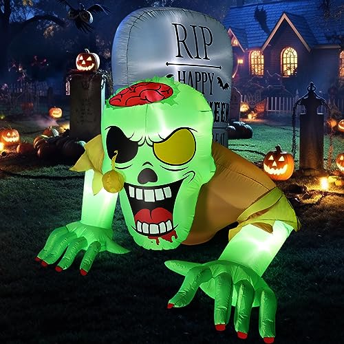 Halloween Inflatable Zombie Tombstone Outdoor Decorations - 8.6Ft Spooky Yard Decor