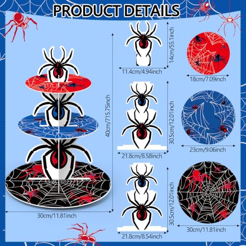 Spider Cupcake Stand 3-Tier Decoration for Halloween & Party - Mosasaurus Variation