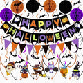 Halloween Party Banner Set with 3D Bats, Bunting, Pom Poms & Garland