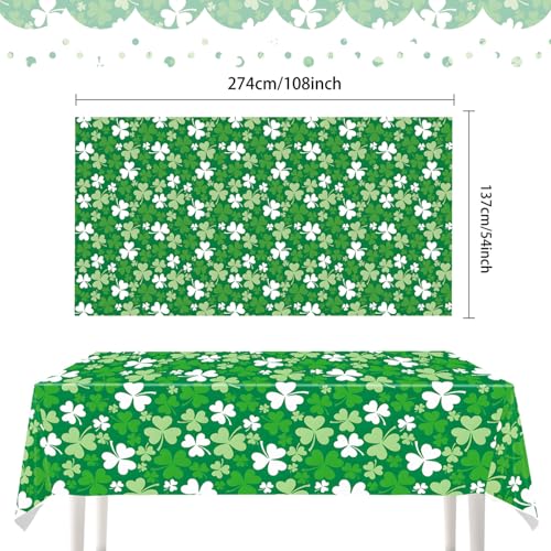 2 Pack St. Patrick's Day Disposable Plastic Tablecloth 54x108 Inches