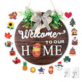 Interchangeable Welcome Sign for Front Door - Seasonal Holiday Decor, 12-inch Wall Hanging