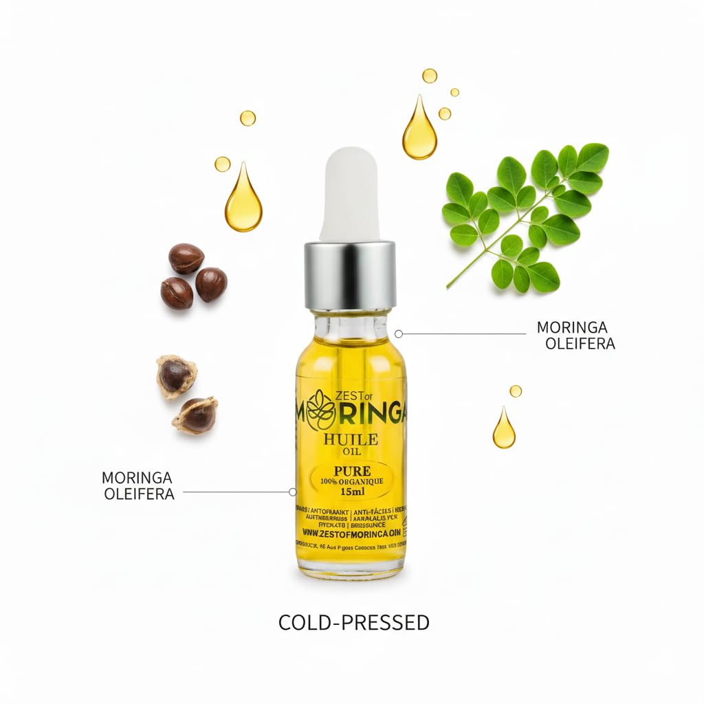 Zest Of Moringa Face Oil - 100% Pure & Organic Moringa Oil for Skin and Hair Care | 15 ML