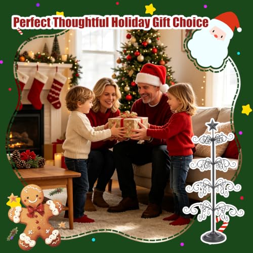 Black 4-Tier Metal Ornament Display Tree Stand for Christmas & Holiday Decor