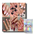 Reusable Press-On Nails Set - 6 Styles, 12 Sizes, Black & Red Bow Theme