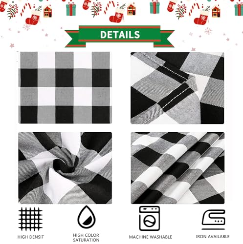 Buffalo Plaid Tablecloth 56x84 Inches Christmas Checkered Party Decor - Black White