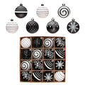Medium 2-Inch Black and White Shatterproof Christmas Ornaments Set - Modern Holiday Decor
