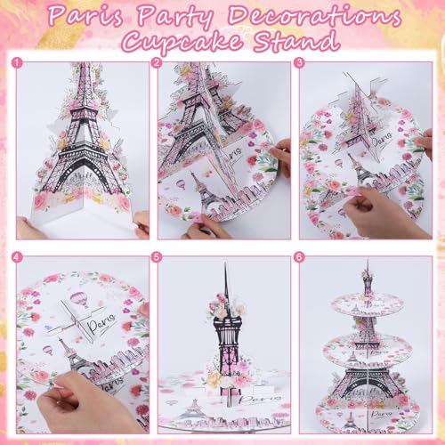 White Eiffel Tower Cupcake Stand 3-Tier Paris Themed Party Decorations Macaron Holder