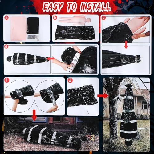 Halloween Decoration Set - 6 Spooky Props with Hanging Ghosts & Accessories, 5FT Outdoor Indoor Decor