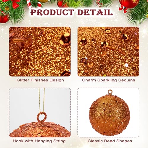Large Orange Christmas Ornaments Set - 3.15 Inch Shatterproof Holiday Decor, 6 Pcs