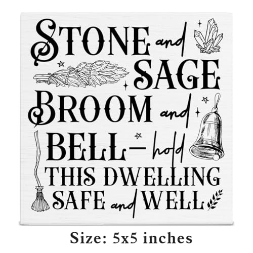 Witchy House Blessing Wooden Sign Home Decor 5x5 Inches