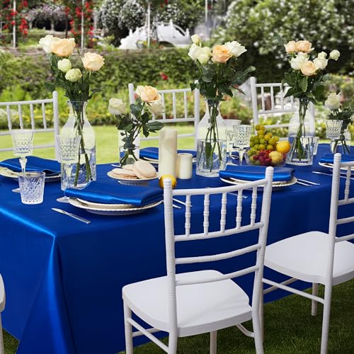 Royal Blue Satin Rectangle Table Cover - 60 x 102 Inches, Elegant Party Decor