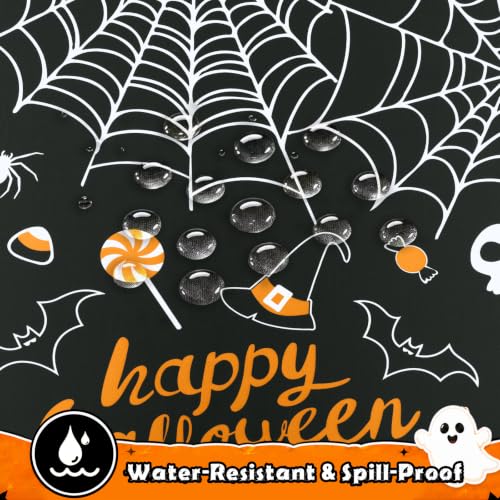Elastic Fitted 6FT Rectangle Tablecloth - Black & Orange, 72 x 30 Inches