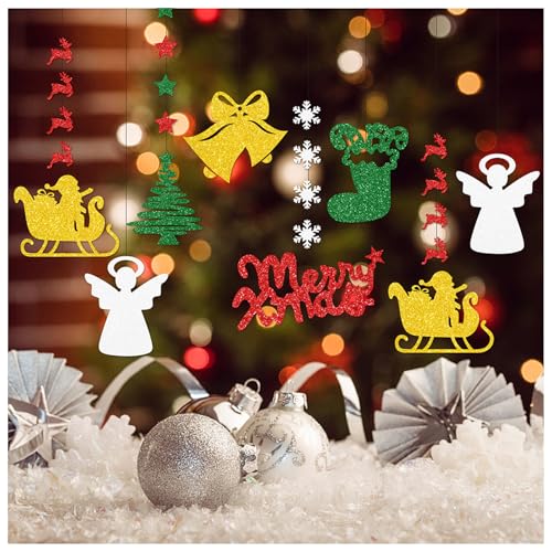 6Pcs Christmas Hanging Pull Flowers Decor - Holiday Ceiling & Tree Decorations