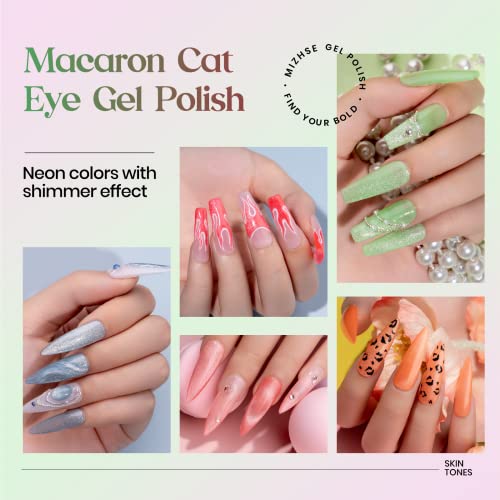 Glow in The Dark Gel Nail Polish Set with Cat Eye Effect – Neon Colors & Magnet Stick - Neon Glow Variation