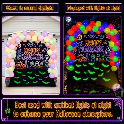 Halloween Neon Car Trunk Decorations Kit with Balloon & Bat Display