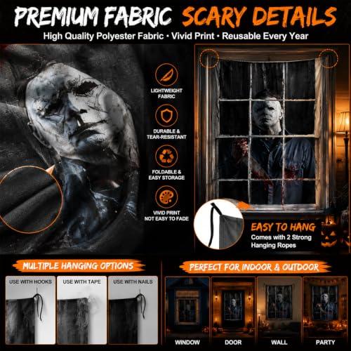 Halloween Horror Curtain Decoration - Black Window & Door Cover for Haunted House