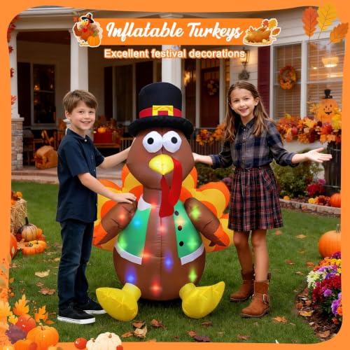 4 Ft Inflatable Thanksgiving Turkey Yard Decoration - Outdoor Holiday Decor
