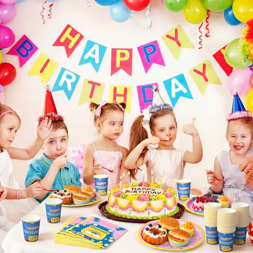 Vesici 150 Pcs Cartoon Teacher Birthday Party Supplies Set - Serves 50 - Birthday