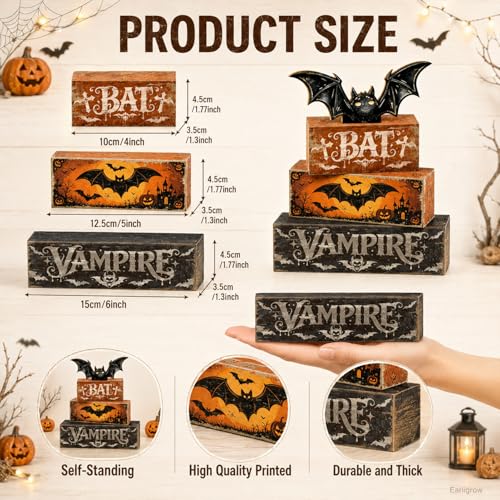 Halloween Bat Decor Indoor - Rustic Farmhouse Style Bat Accent for Tabletop & Tray Decor - Variation: Bat