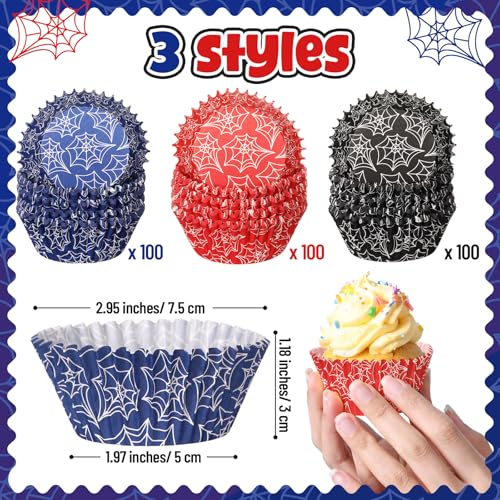 Spider Web Cupcake Wrappers - Vesici 300 Count Cartoon Cake Liners for Birthday & Party Decorations (Variation of This Listing)