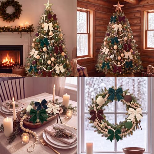 Neutral Christmas Ornaments Set - 75 Pcs Rustic Holiday Decorations for Tree & Home